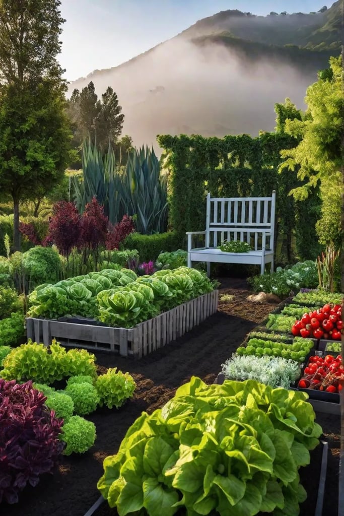 A unique keyhole garden layout with a central compost basket and radiating