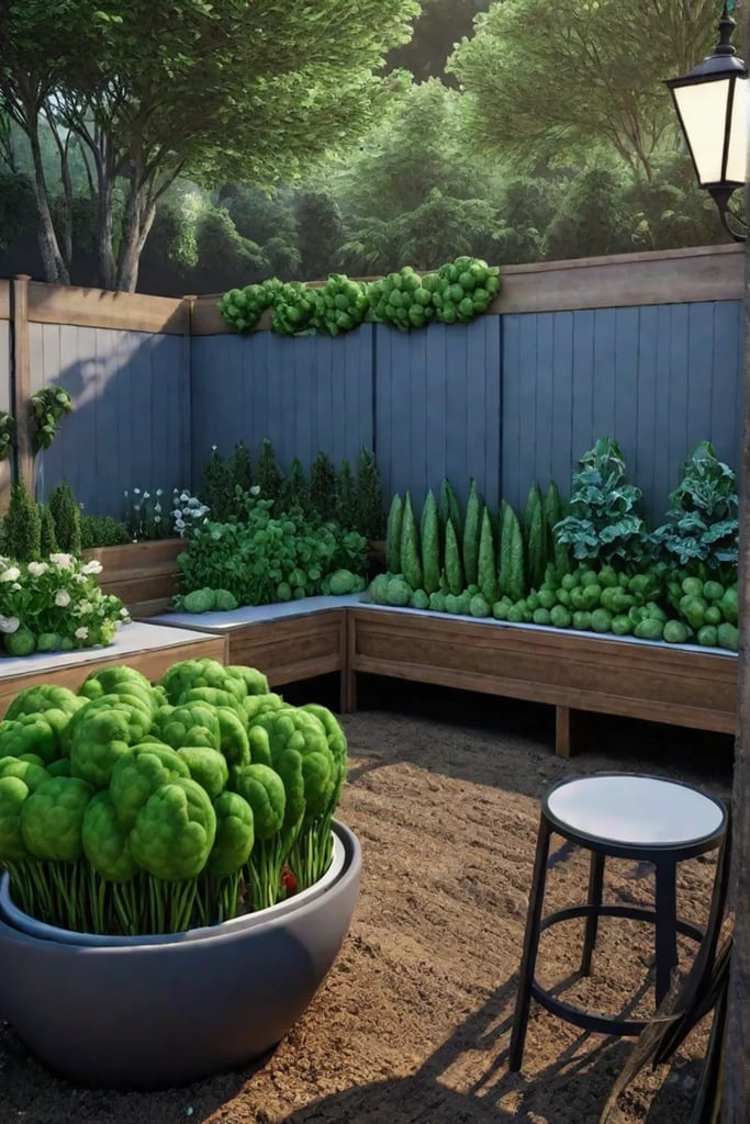 A welcoming and productive backyard vegetable garden oasis