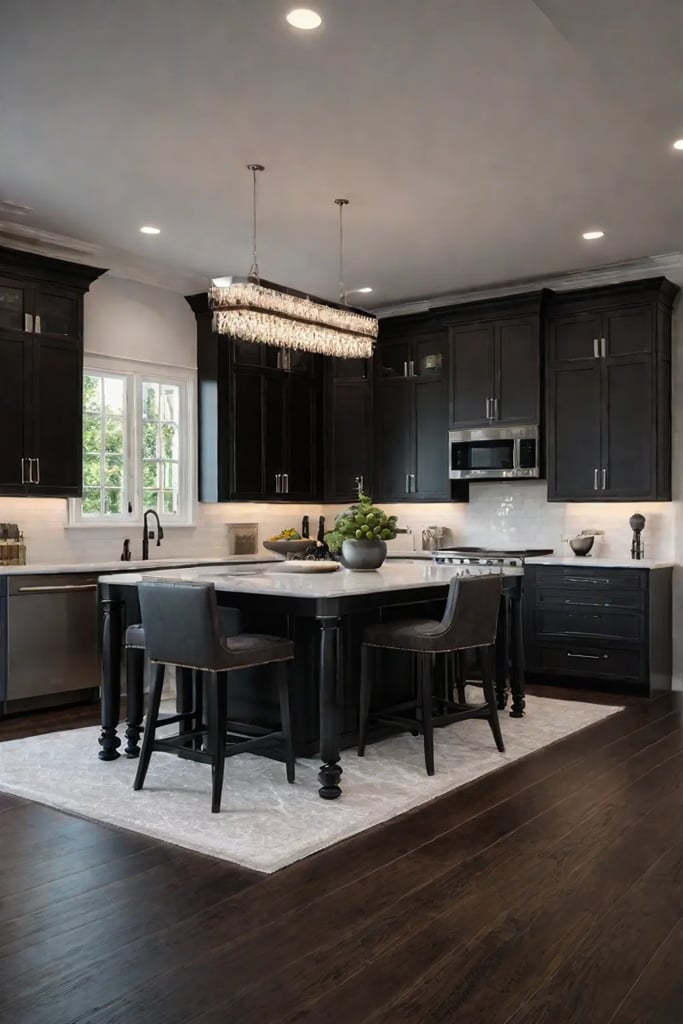 An Lshaped kitchen offering distinct zones and openconcept design