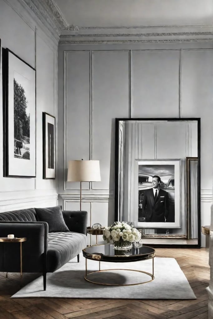 Artfilled living room with eclectic and personal style