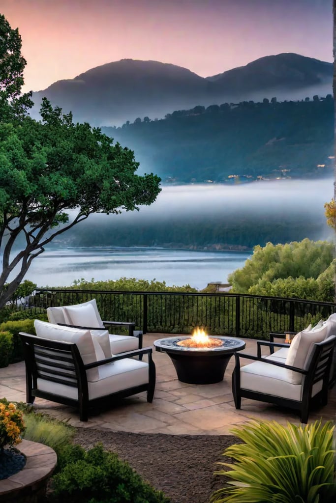 Backyard patio with stunning view