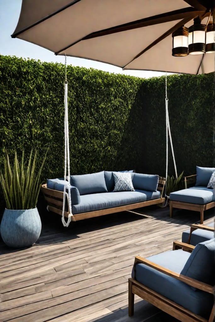 Backyard patio with variety of seating options