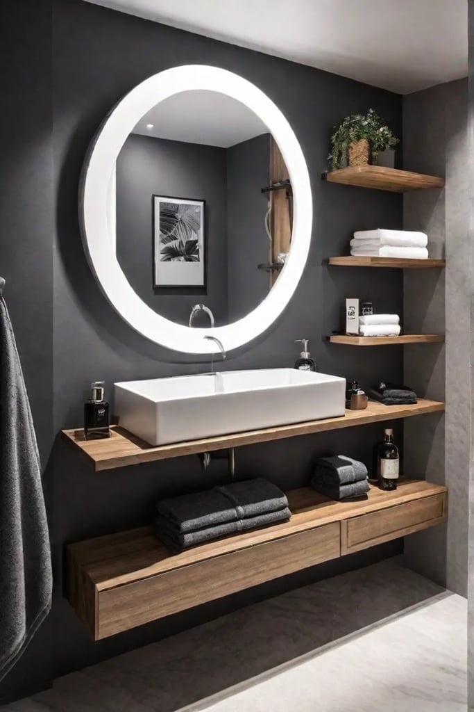 Bathroom with multipurpose storage solutions