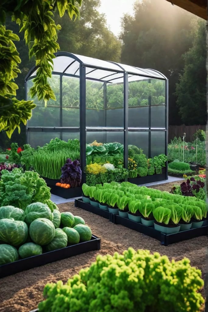 Biodiverse vegetable garden with a diverse ecosystem