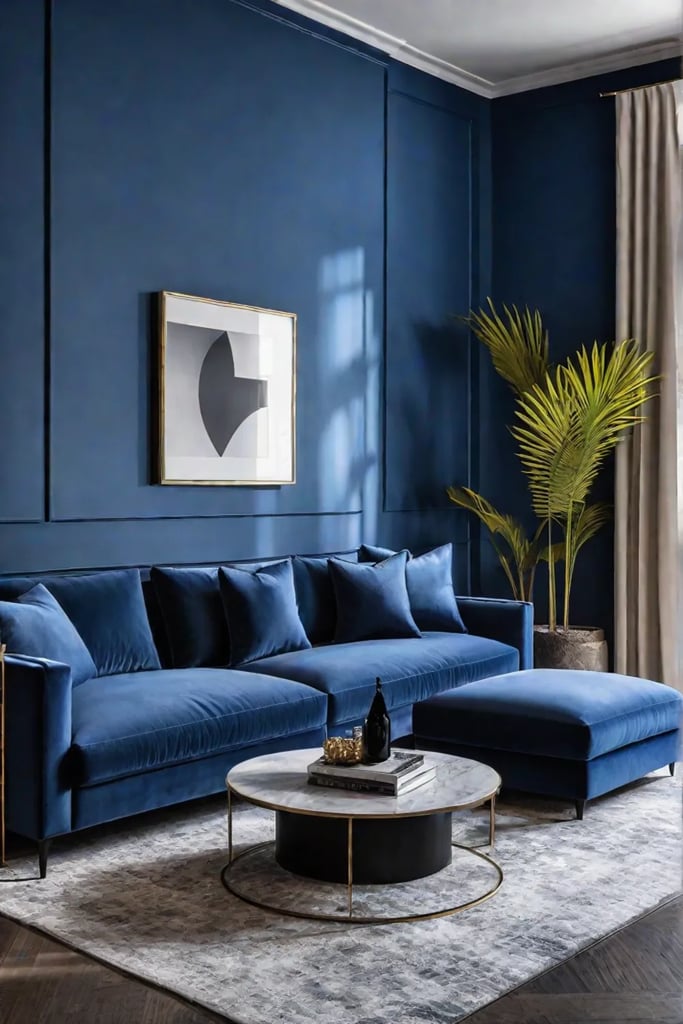 Blue accent wall in living room
