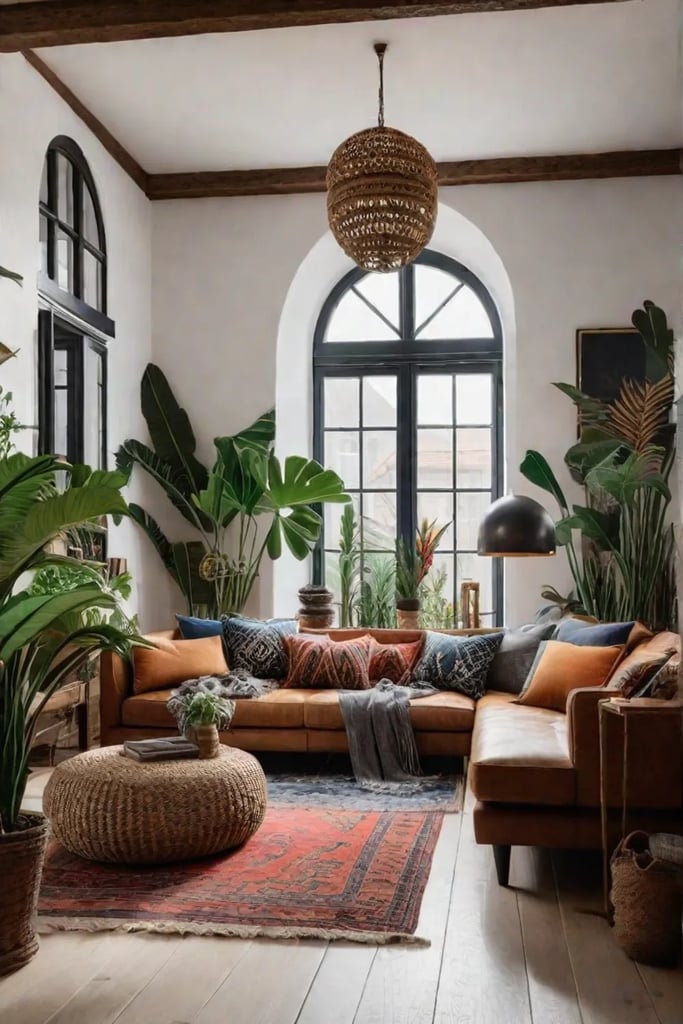 Bohemian and eclectic living room