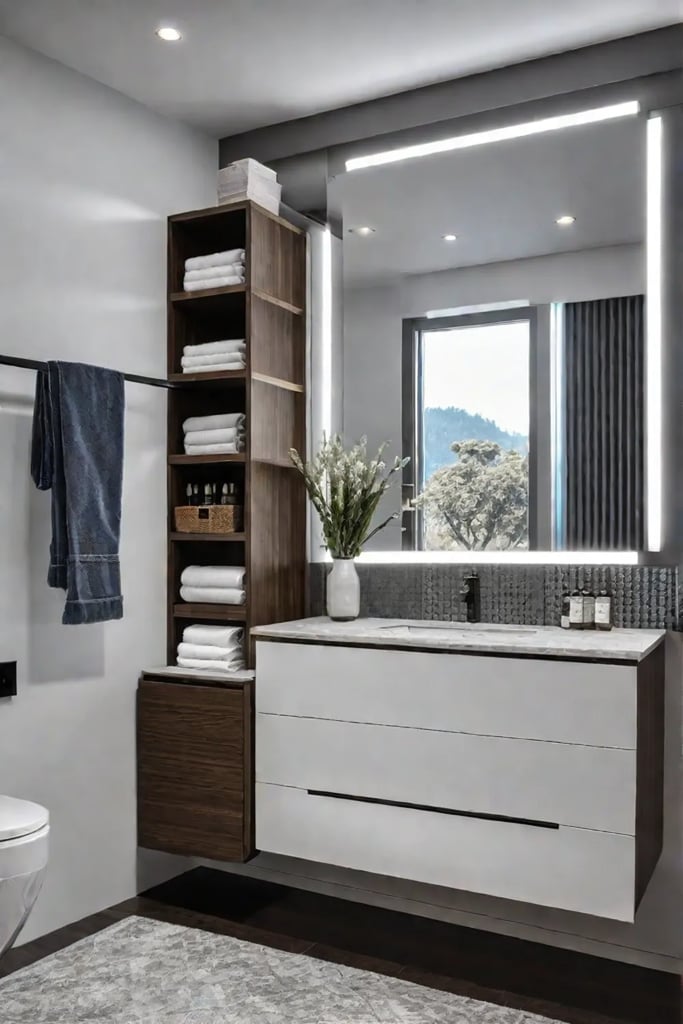 Builtin bathroom vanity with ample storage