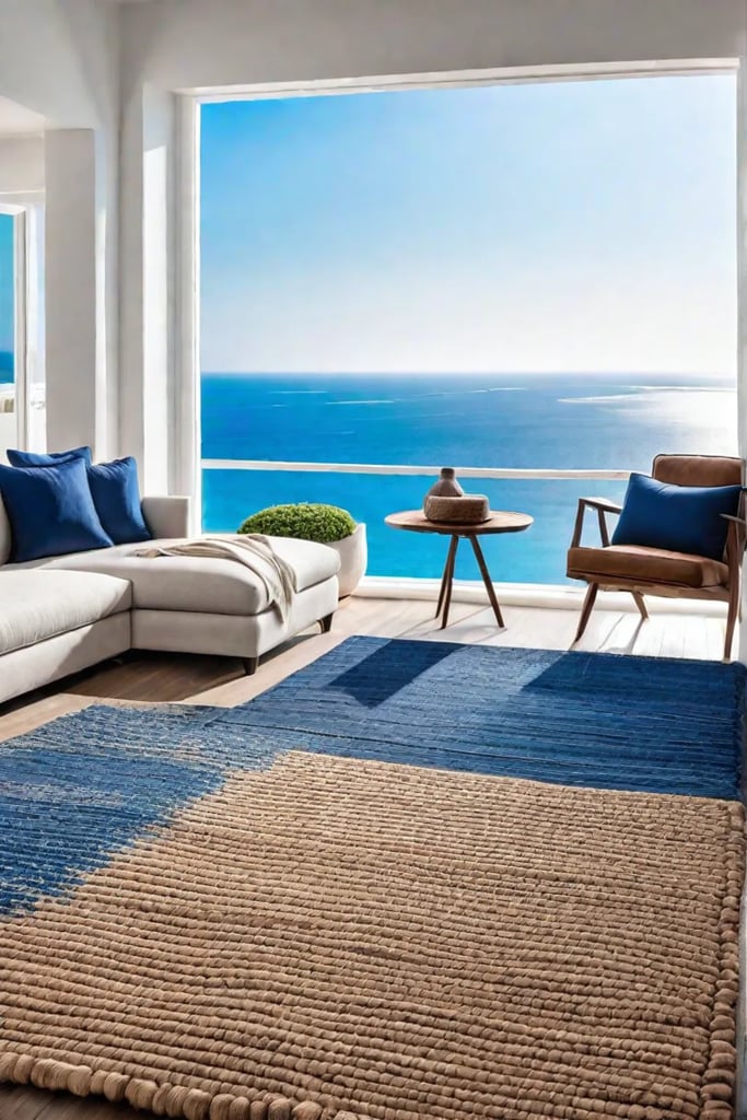 Coastal chic living room with calming and airy atmosphere