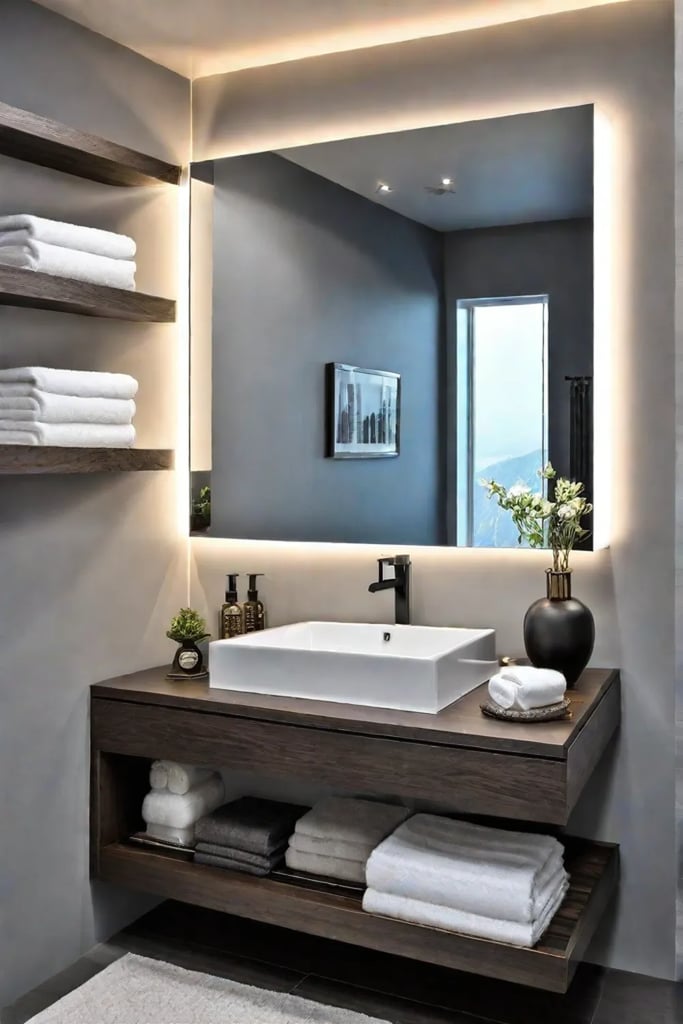 Compact bathroom vanity with floating design