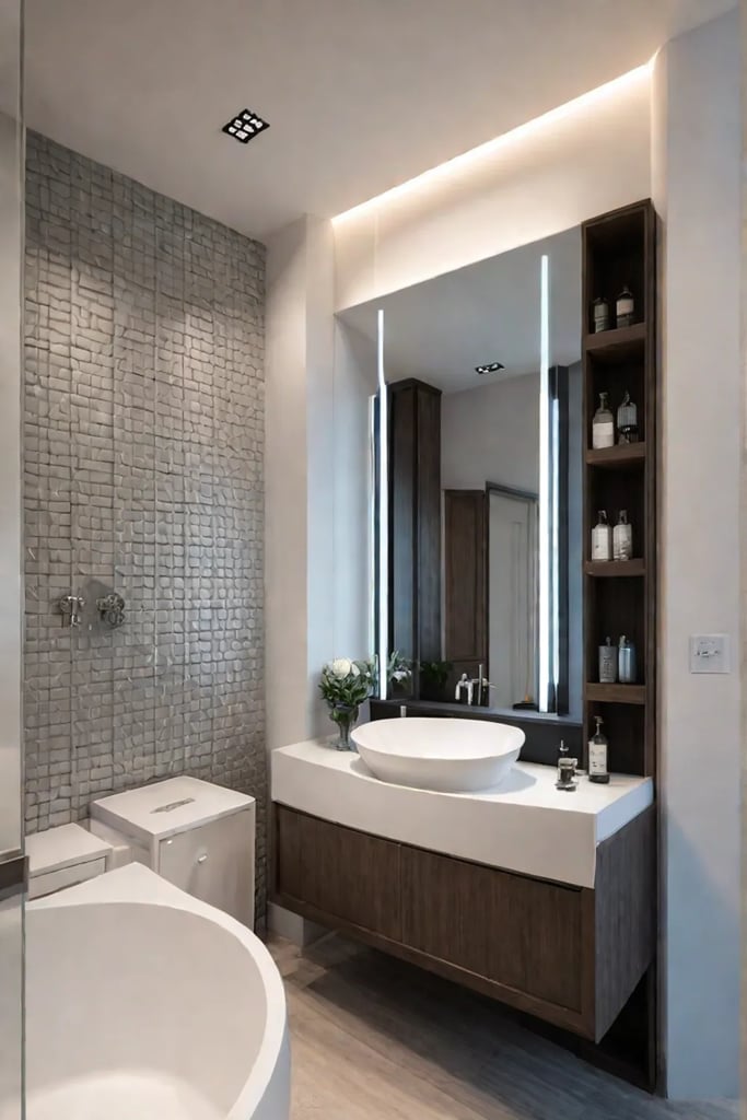 Compact bathroom with a corner sink