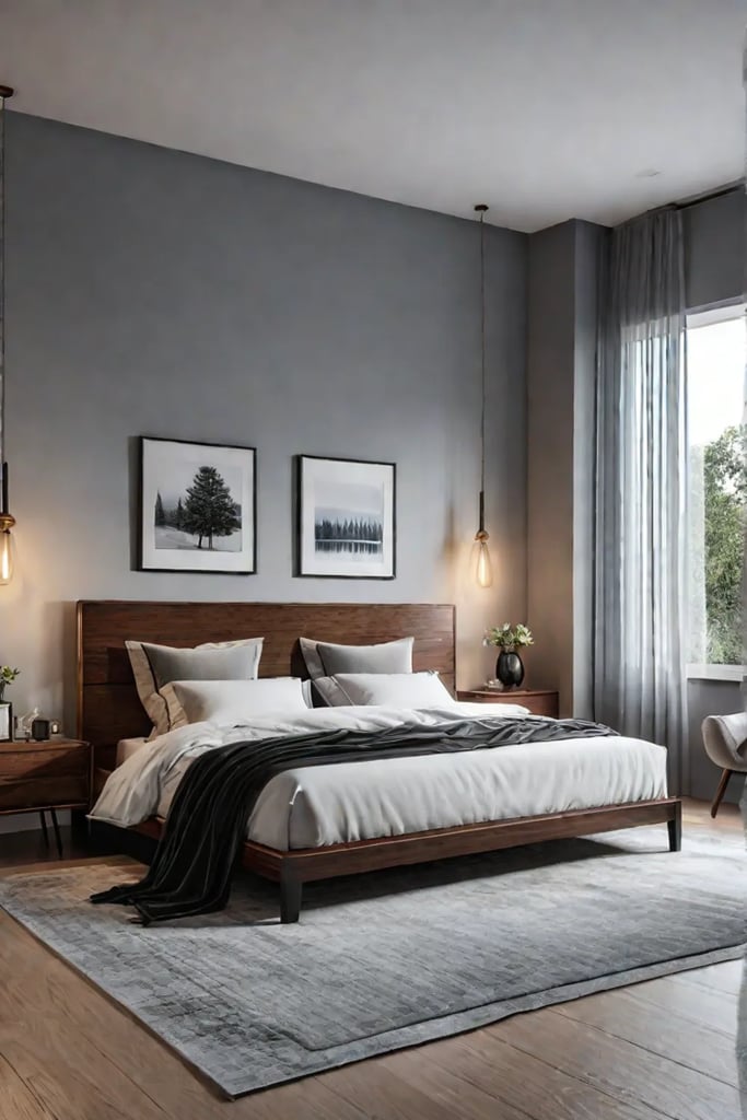 Cozy minimalist bedroom in Scandinavian style