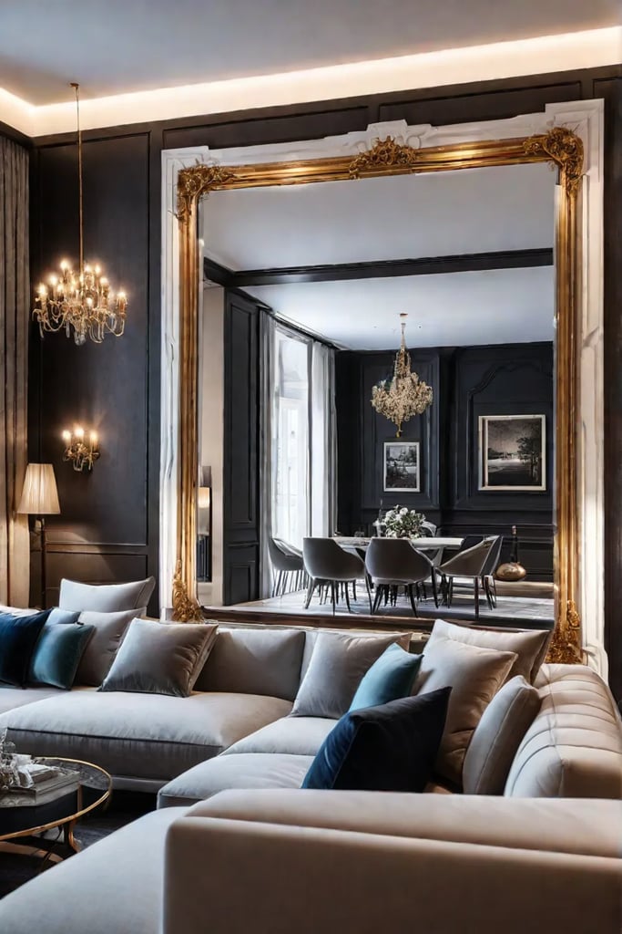 Decorative mirror in living room