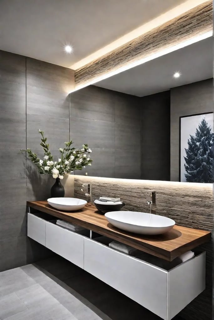 Double bathroom vanity with ample storage and organization