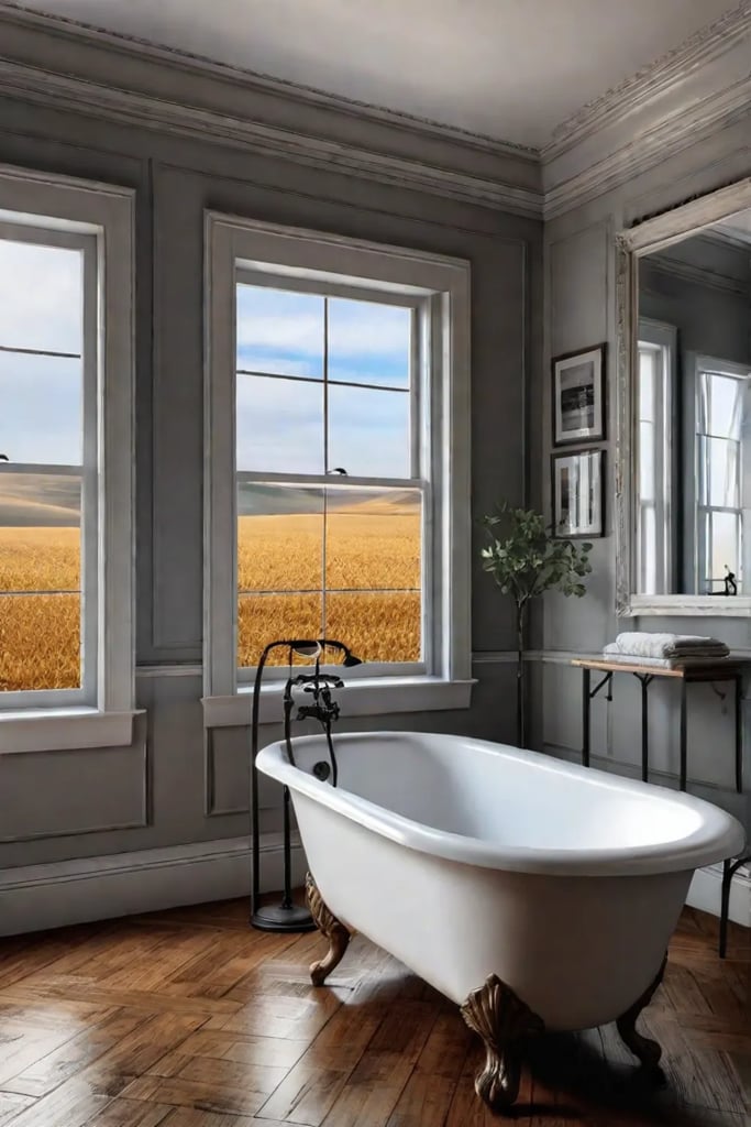 Farmhouse small bathroom with clawfoot tub