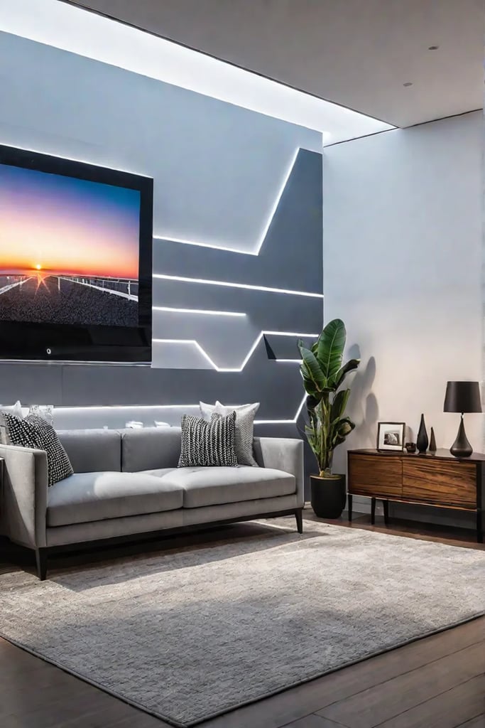 Geometric wall decals in modern living room