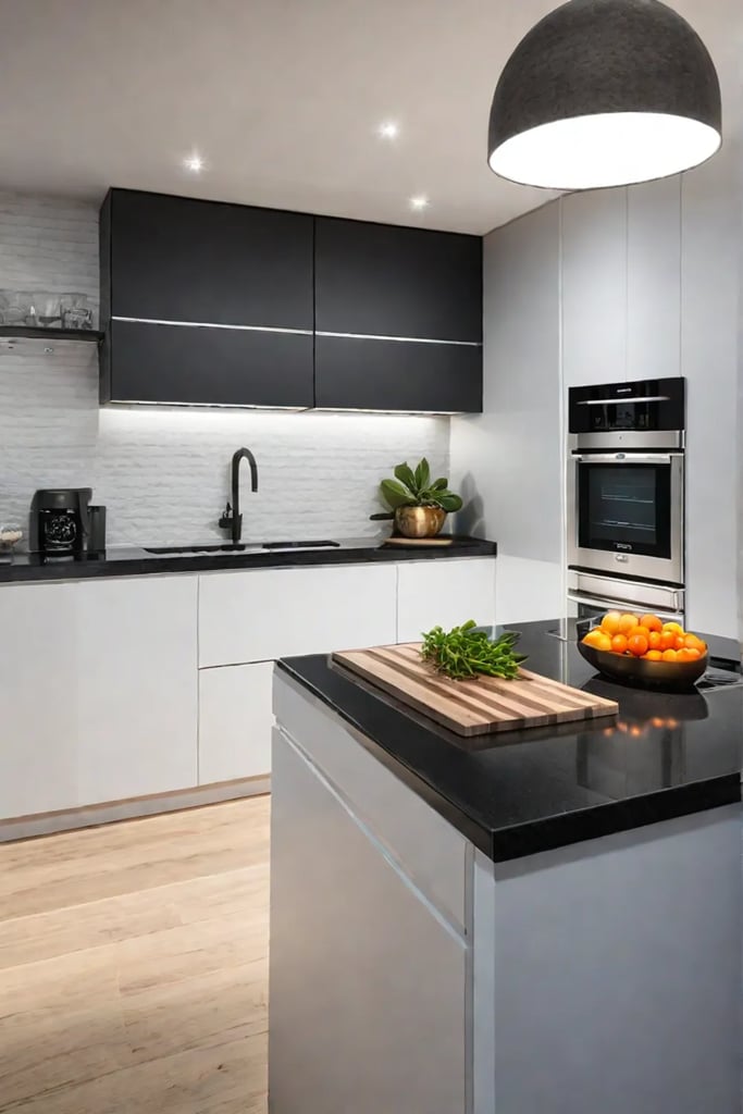 Kitchen with appliances for healthy cooking and food preparation