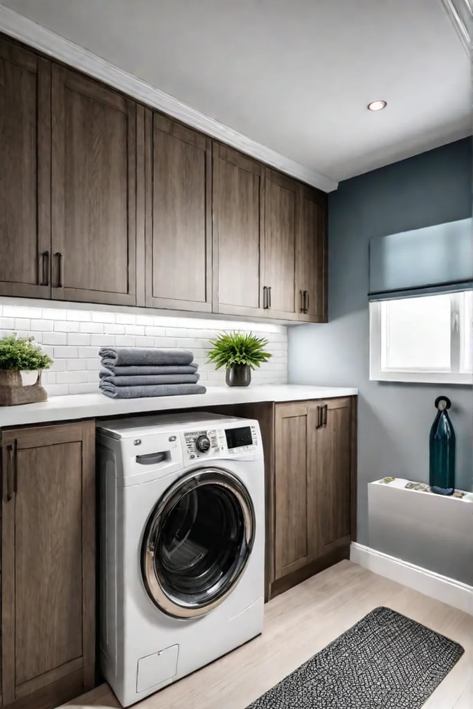 Laundry room with integrated ironing station
