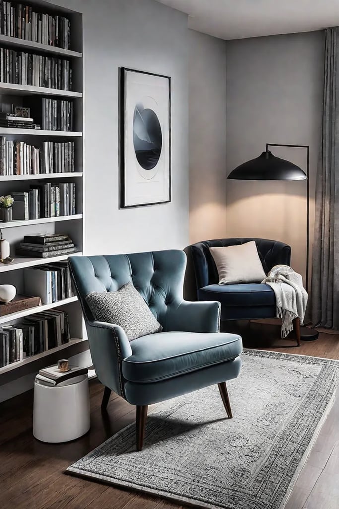 Living room with a cozy reading nook