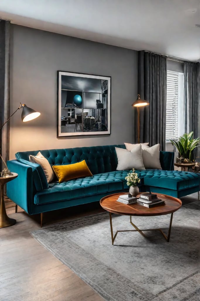 Living room with a mix of vintage and modern furniture