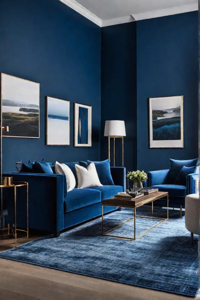 Living room with accent wall and pops of color