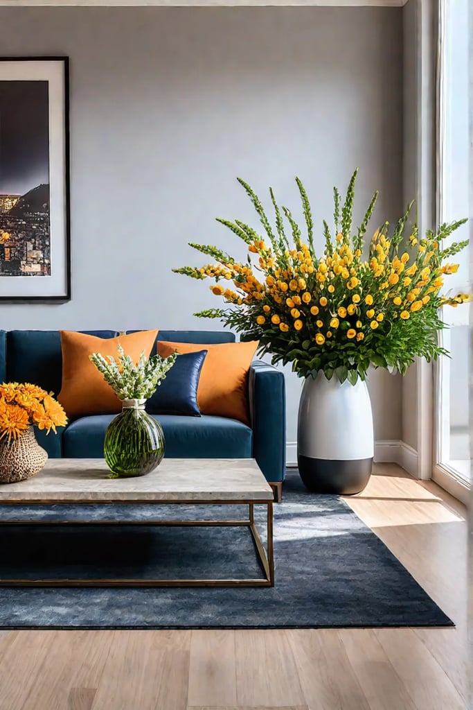 Living room with essential oil diffuser and scented candles