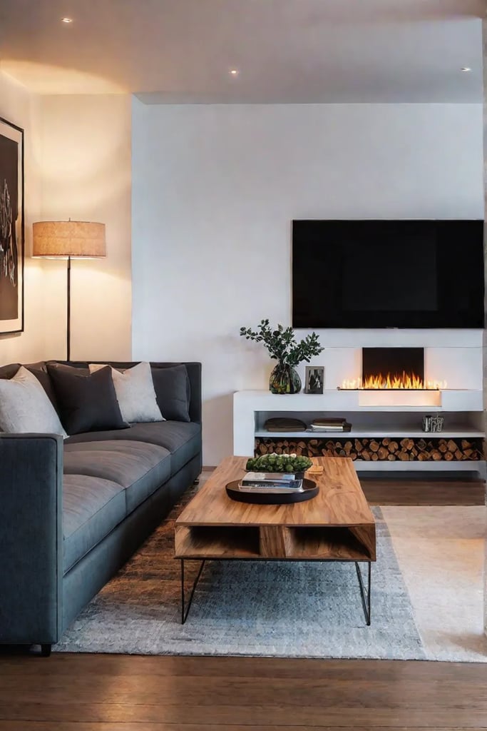 Living room with fireplace and cozy sofa