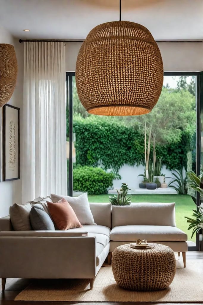 Living room with natural materials and textures