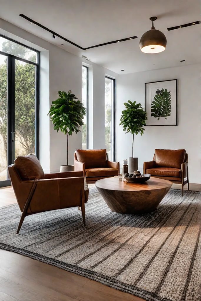 Living room with organic materials and textures