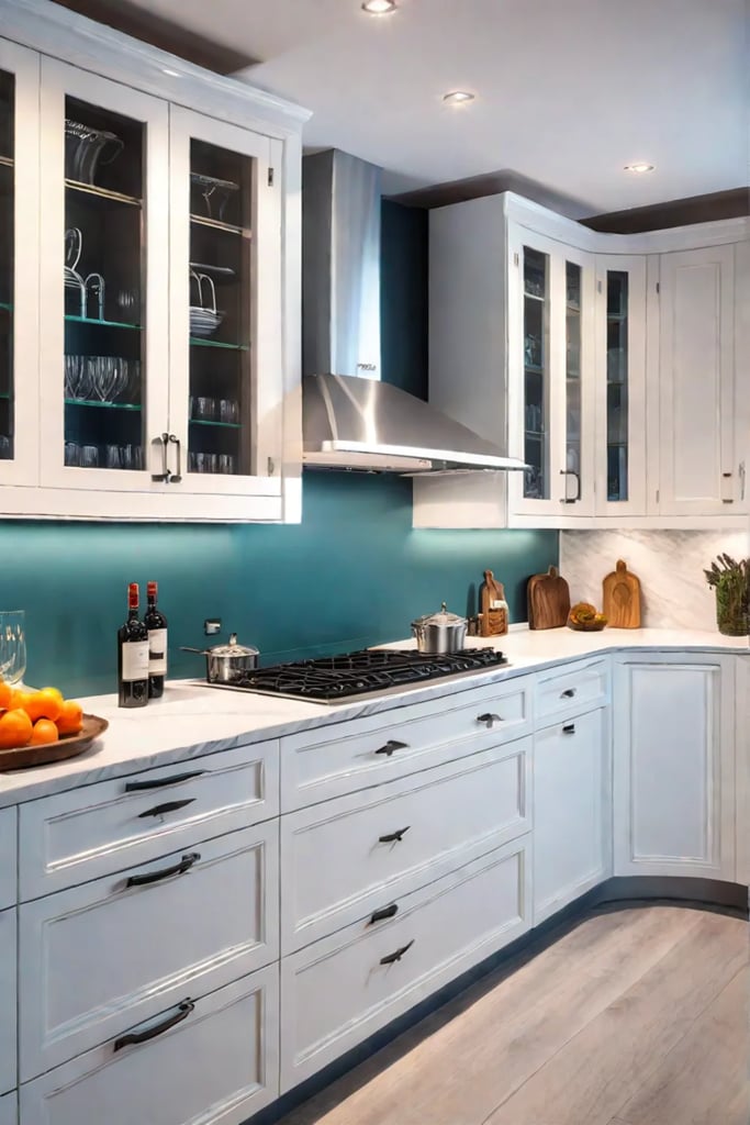 Luxury kitchen corner cabinet with drawers pullout shelves and spice rack for