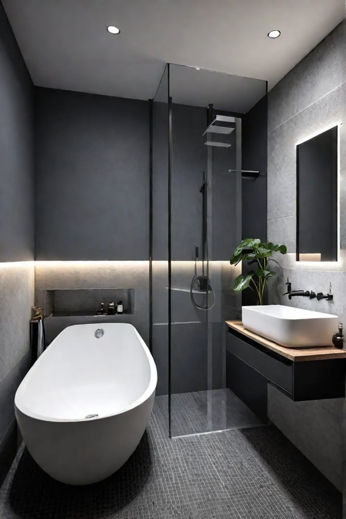 Minimalist bathroom with a floating sink