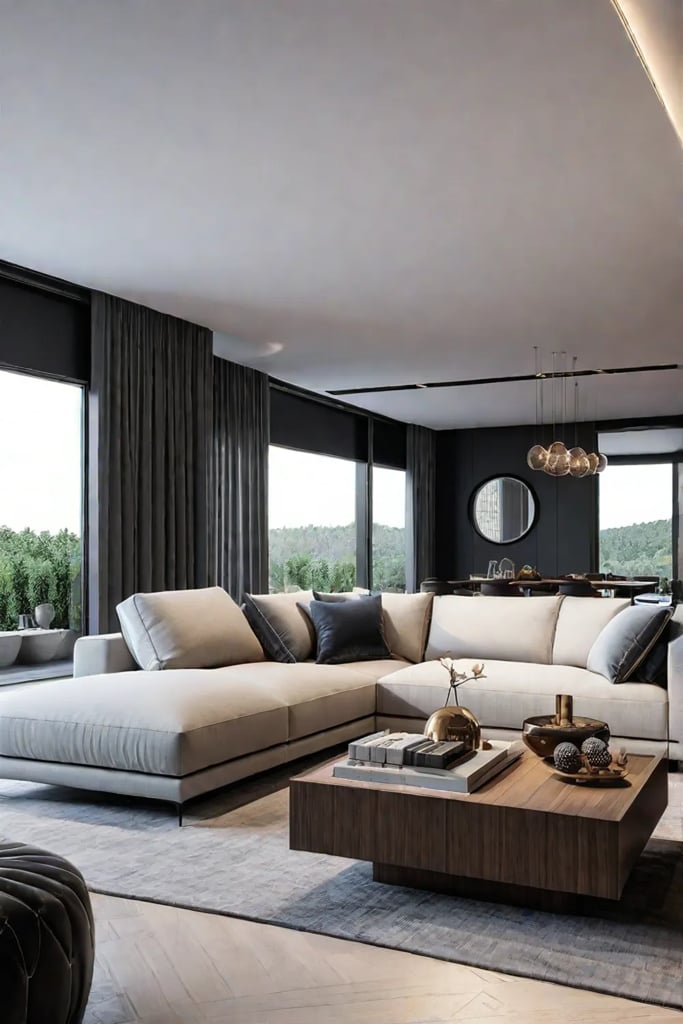 Minimalist small living room with multifunctional furniture