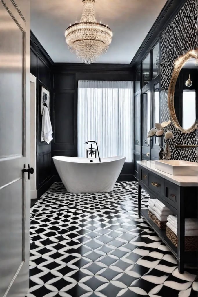 Modern bathroom with curved architectural details