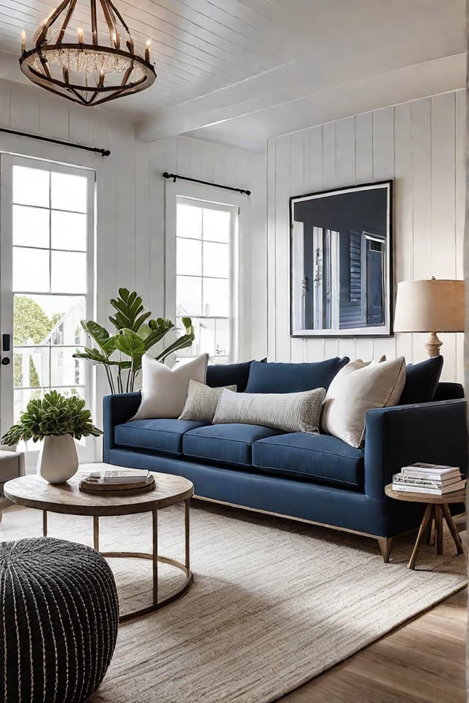 Modern farmhouse living room with rustic and contemporary elements