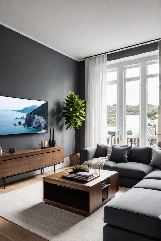 Modern living room with spacesaving furniture and ample storage