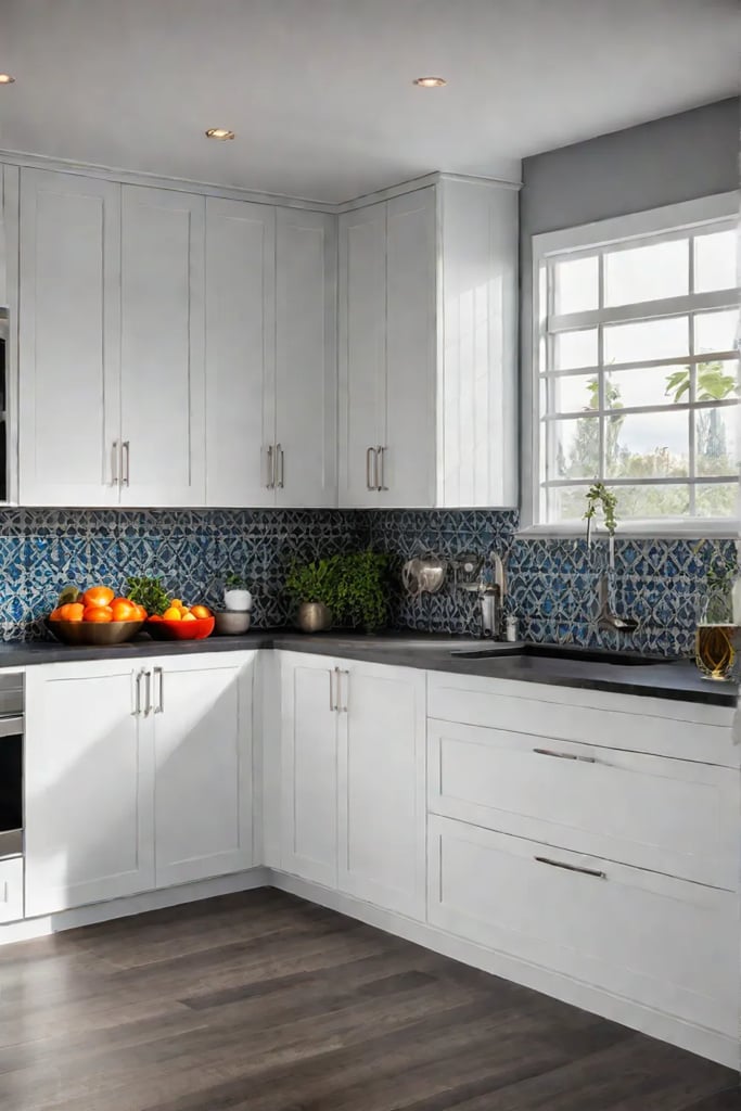 Mosaic backsplash with floral pattern