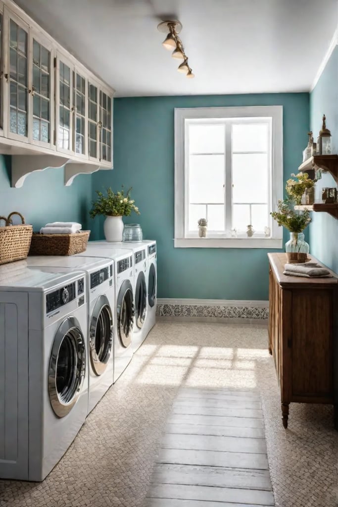 Nostalgic laundry room with vintage storage