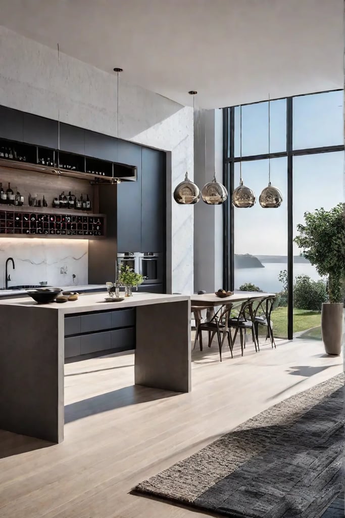 Open kitchen with island storage solutions