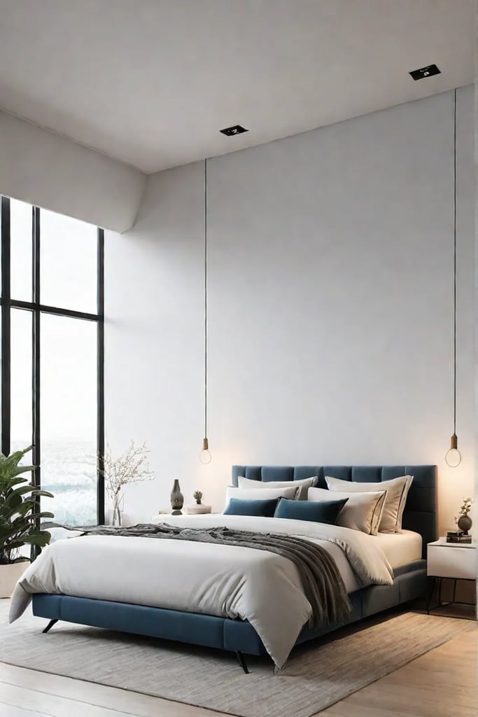 Organized minimalist bedroom with hidden storage