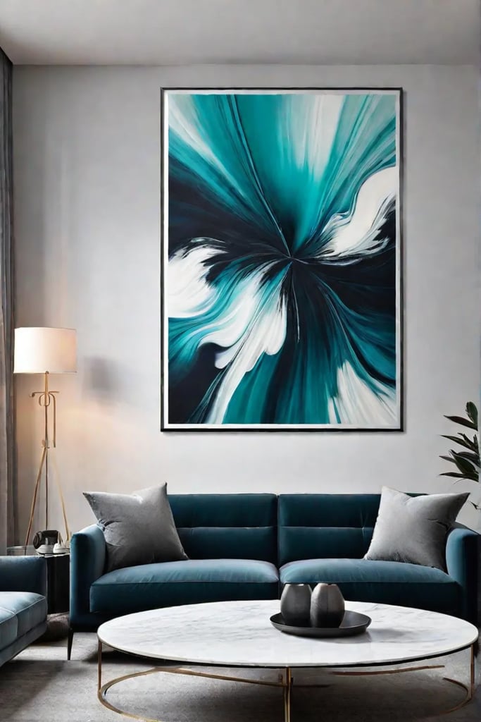 Oversized abstract wall art in living room