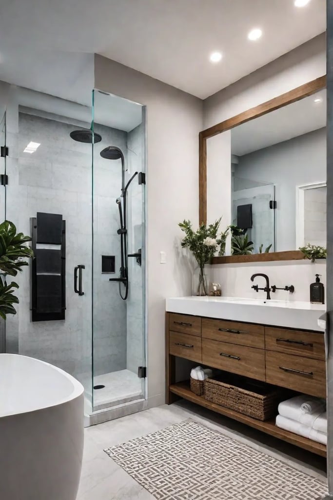 Particleboard bathroom vanity with quartz countertop