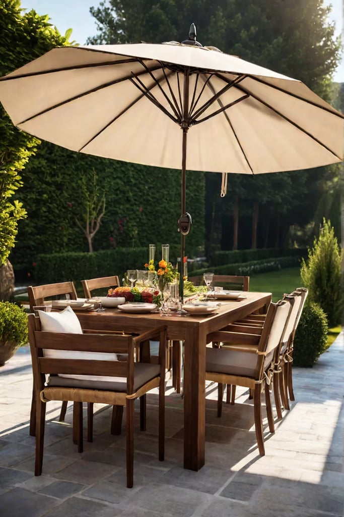 Patio with large umbrella for shade