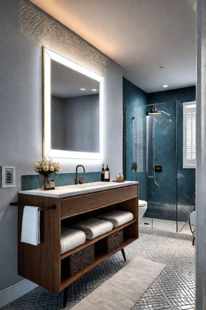 Personalized small bathroom with gallery wall