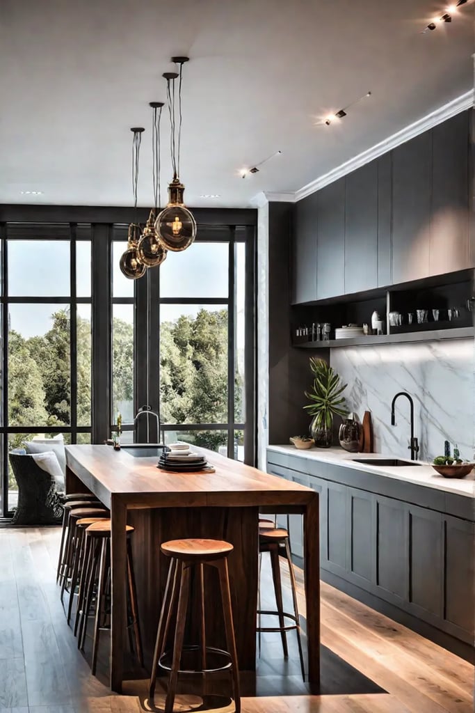 Recessed lighting in contemporary kitchen