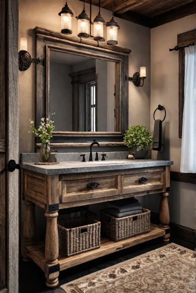 Rustic bathroom vanity made of reclaimed wood