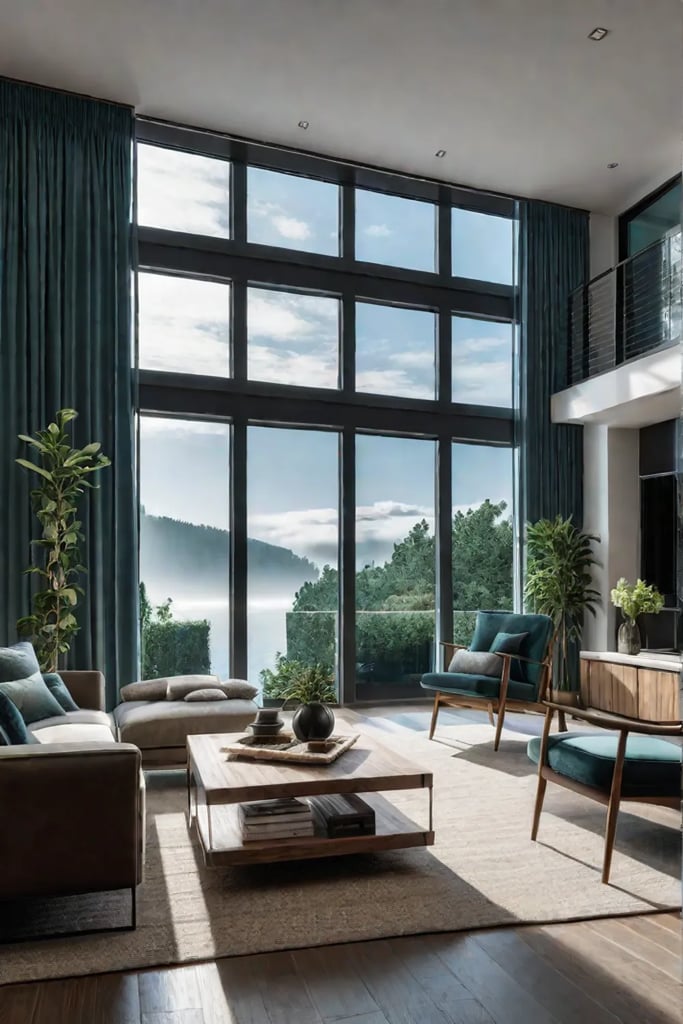 Serene living room with a calming color palette and natural textures