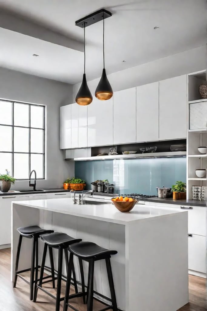 Spacesaving design and efficient layout in a compact kitchen