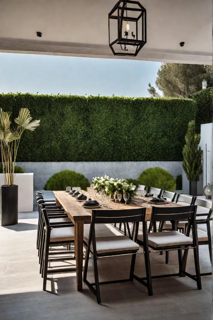 Spacious patio with dining table and chairs