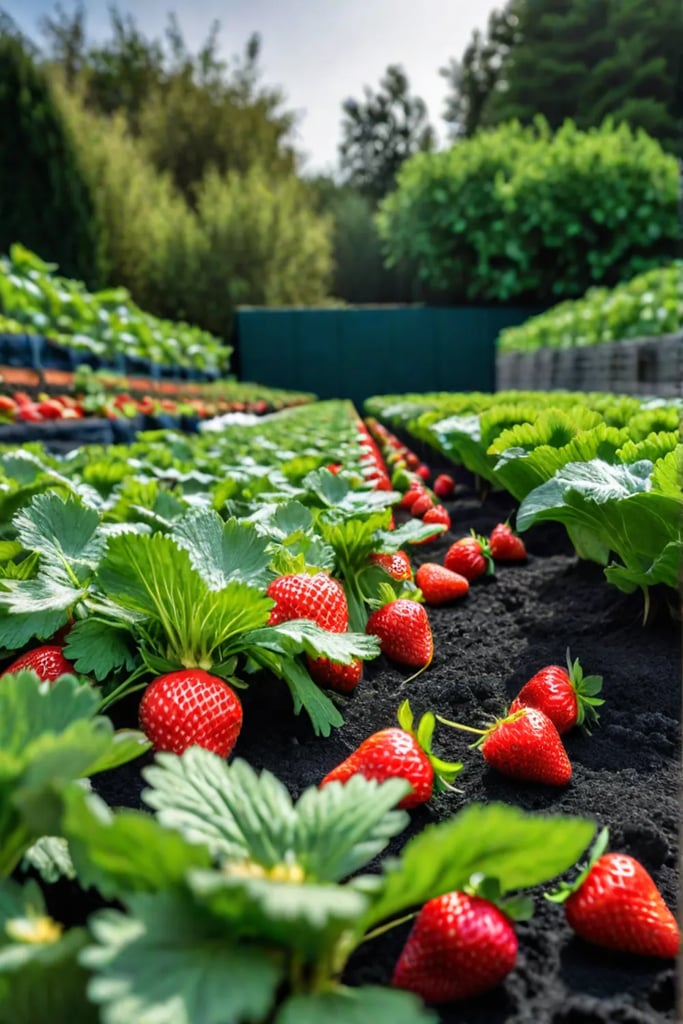 Strawberry and garlic companion planting for pest deterrence
