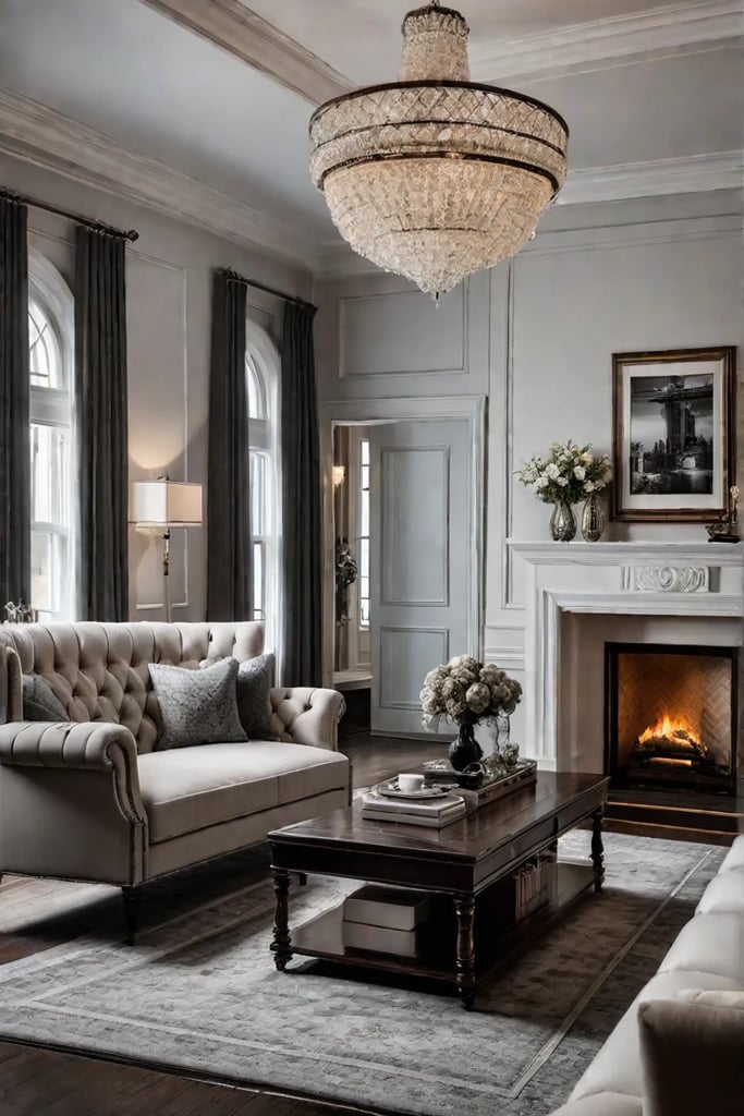 Traditional seating area with wingback chairs