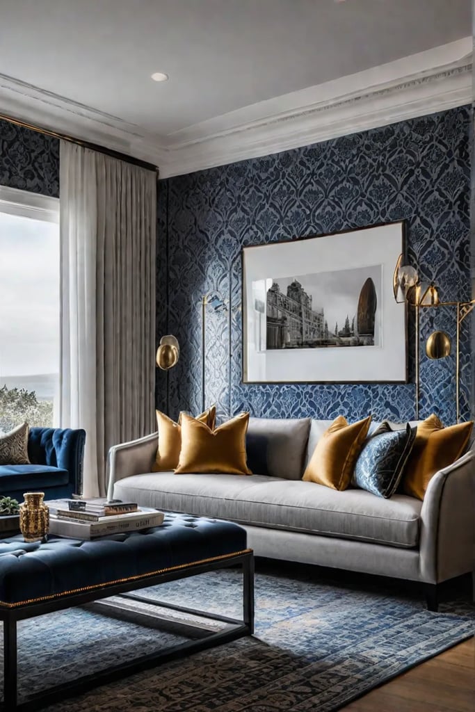 Transitional living room with a blend of traditional and modern elements